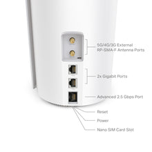 Carregar imagem no visualizador da galeria, TP-Link Deco X50 5G LTE WiFi 6 AX3000 Roteador 3 RJ45 2 conectores RP-SMA para antena externa