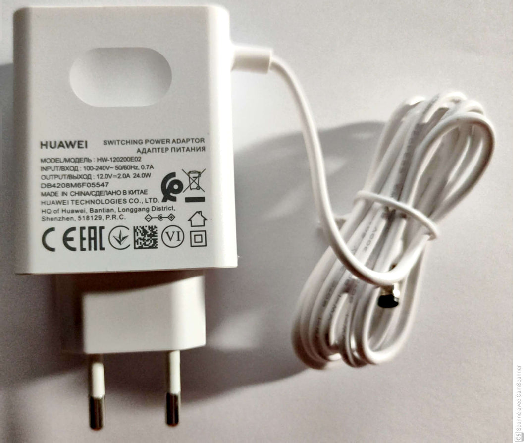 Huawei HW-120200E02 Carregador de Rede Fonte de Alimentação 12V 2A Plug UE 2 Pinos para Roteadores 4G 5G B715 B818 (Branco)